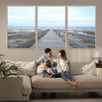 Beach Boardwalk Wall Art Canvas Print, Framed Coastal Serenity Ocean View
