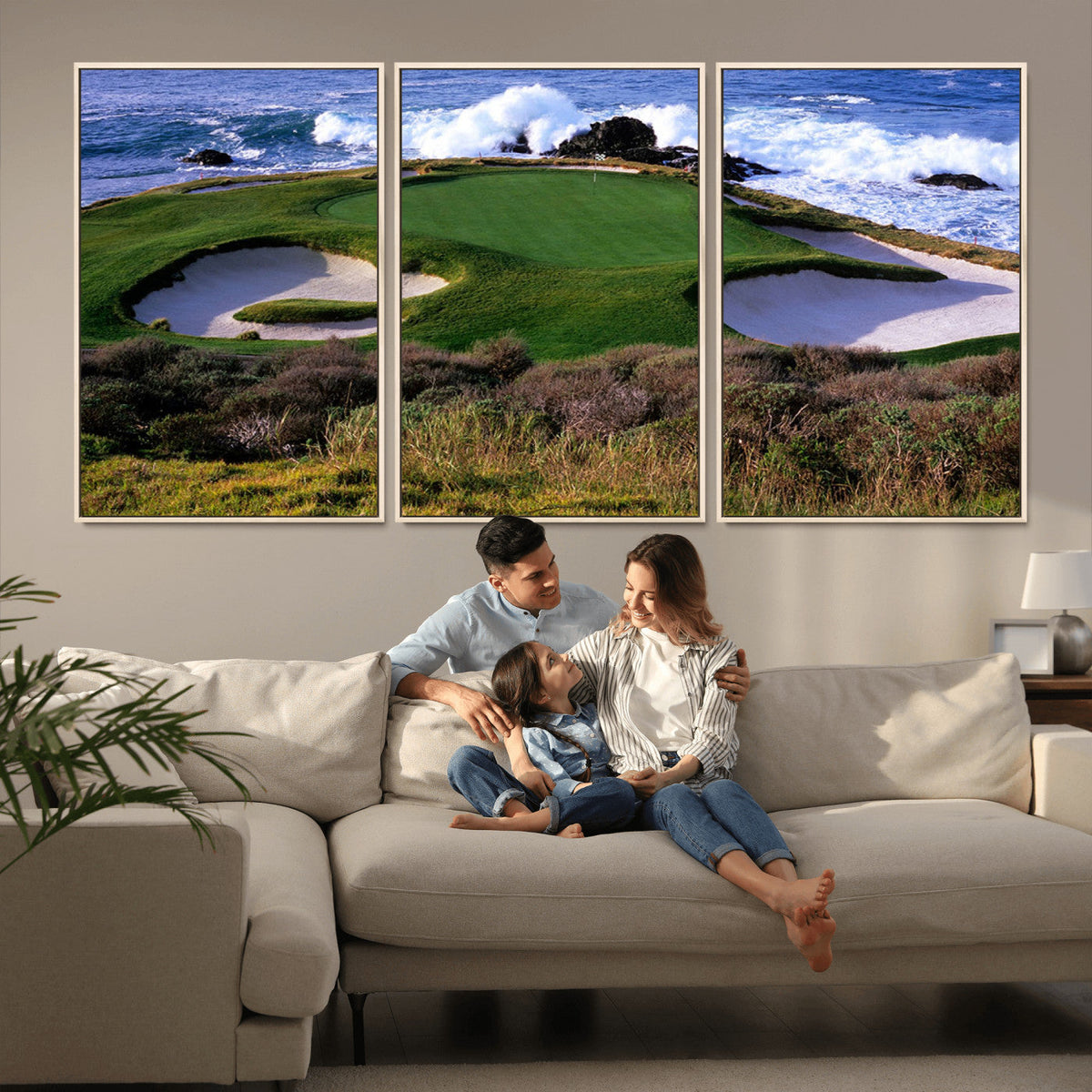 California Pebble Beach Golf Links Wall Art Canvas Print, Iconic Monterey Coastal Golf Course