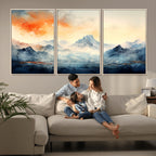 Warm Clouds Abstract Mountain Wall Art, Modern Landscape Canvas Print