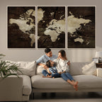 World Map Wall Art Canvas Print | Framed Travel Map Wall Art