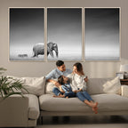 Elephant and Zebra Wall Art Canvas Print, Modern Artwork
