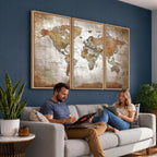Vibrant Watercolor World Map Canvas Wall Art | Framed Travel Map