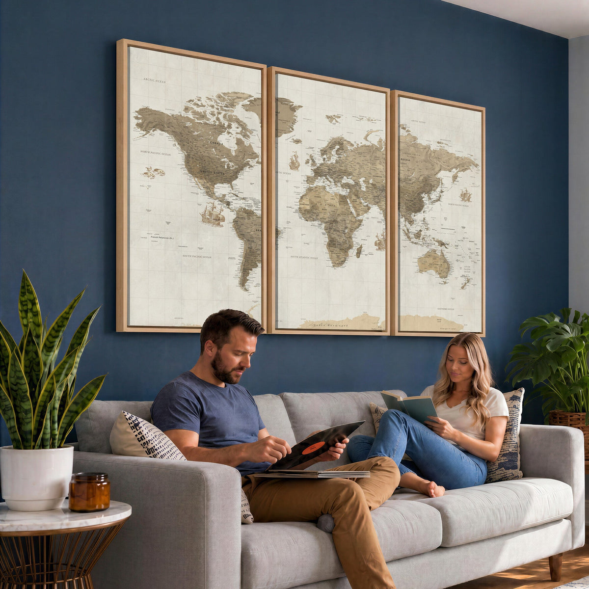 Detailed World Map Wall Art Canvas Print