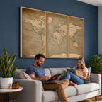 Dark World Map Canvas Print | Framed Travel Map Wall Art