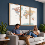 Pastel Colors World Map Wall Art Canvas Print
