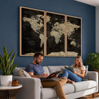Push Pin World Map Canvas Wall Art Print, Interactive Travel Map
