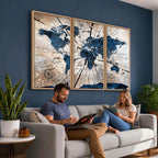 Rustic World Map Canvas Print | Framed Wall Art for Couples