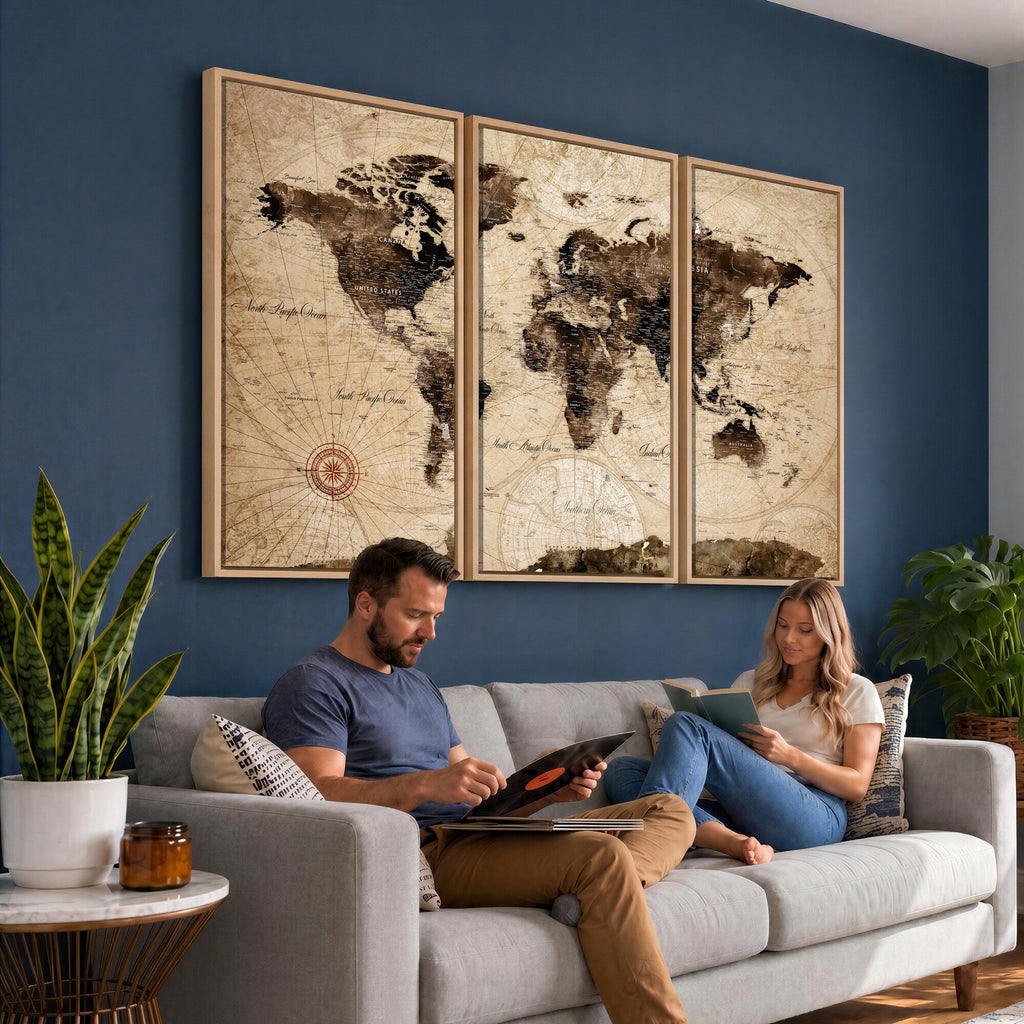 World Map Wall Art Canvas Print