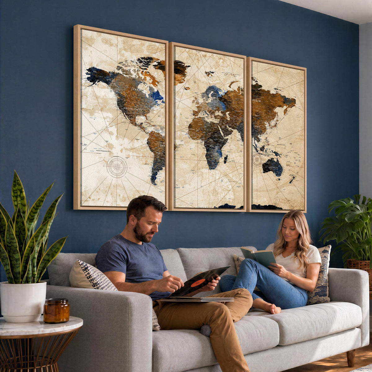 World Map Canvas Art Print | Framed Travel Map Wall Art