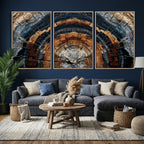 Abstract Wood Grain Canvas Print, Tree Ring Pattern Wall Art, Extra Large Living Room Wall Decor