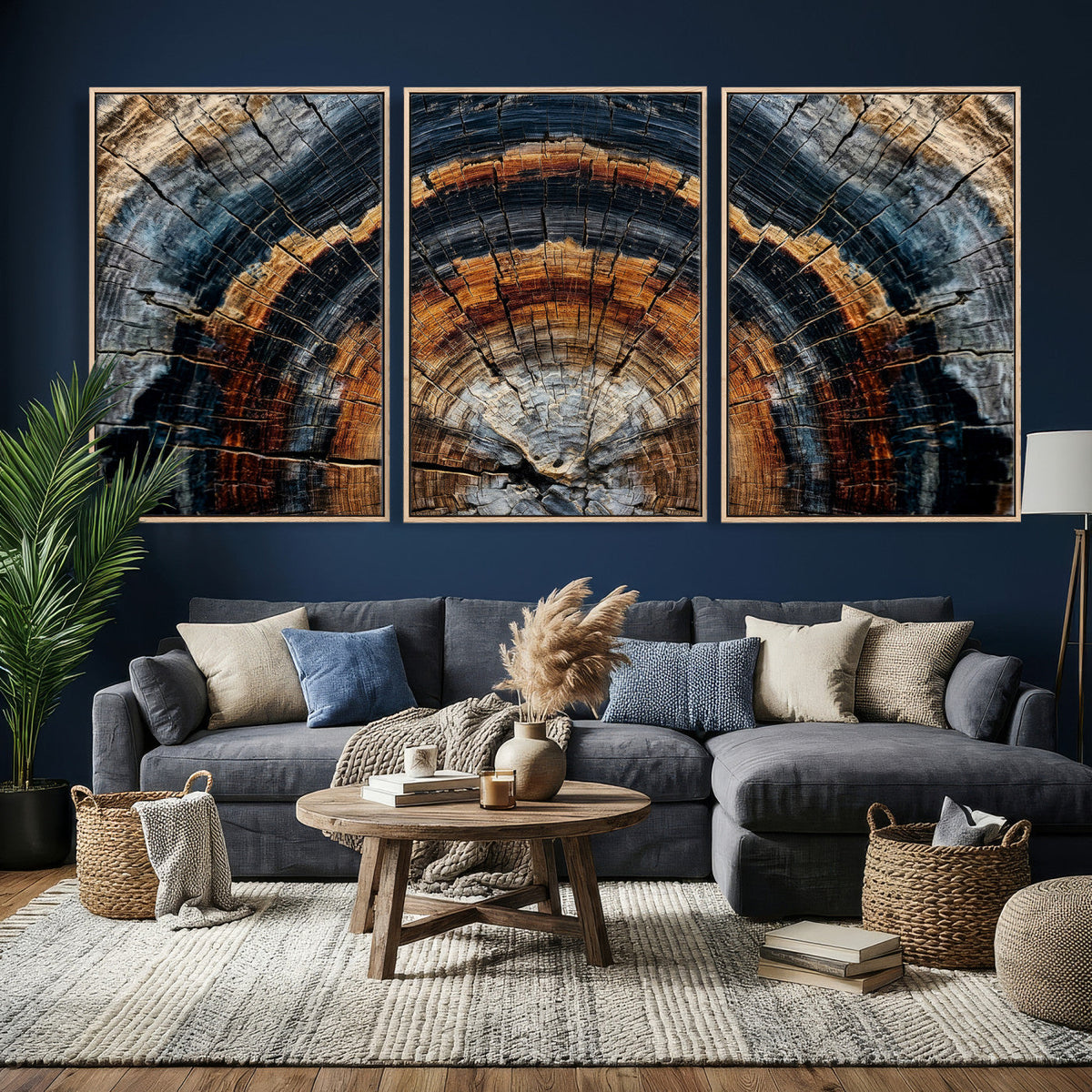 Abstract Wood Grain Canvas Print, Tree Ring Pattern Wall Art, Extra Large Living Room Wall Decor