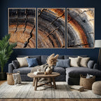 Abstract Tree Ring Wall Art Print, Natural Rustic Wood Grain Canvas