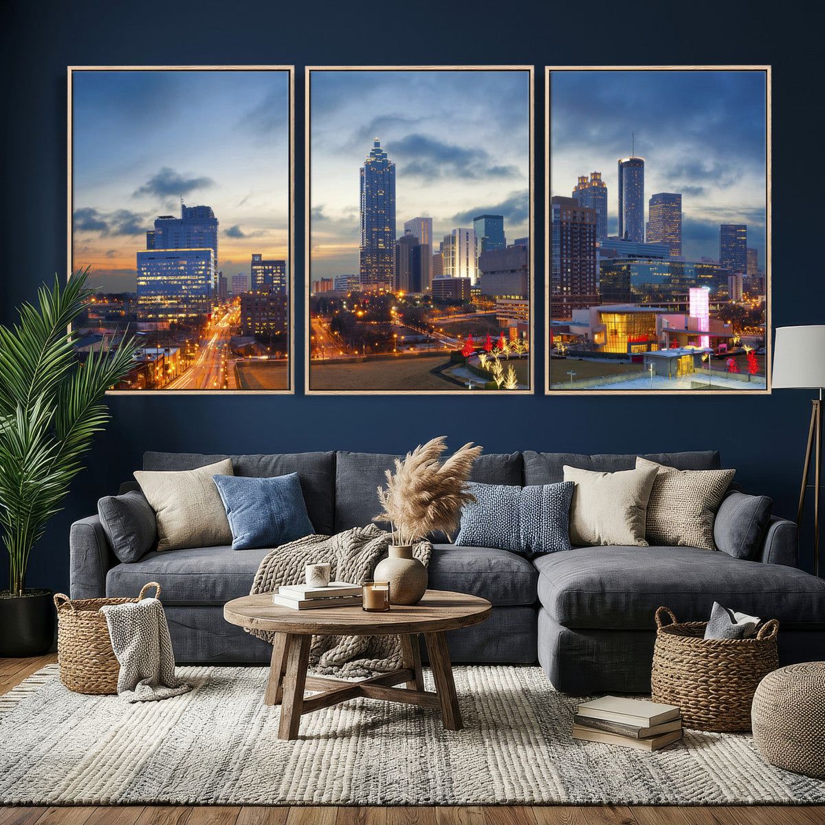 Atlanta Skyline Wall Art Canvas Print, Atlanta Downtown Night Cityscape