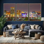 Baltimore Skyline Wall Art Canvas Print, Baltimore Downtown Night Cityscape