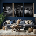 Boston Wall Art Canvas Print, Boston City Downtown Night Cityscape