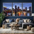 Boston Wall Art Canvas Print, Boston City Downtown Night Cityscape