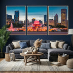Chicago Wall Art Canvas Print - Chicago City Downtown Night Cityscape