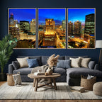 Chicago Wall Art Canvas Print - Chicago City Downtown Night Cityscape