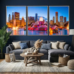 Chicago Wall Art Canvas Print, Chicago City Downtown Night Cityscape