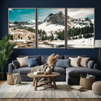 Snowy Mountain Wall Art Canvas Print, Alpine Pine Forest