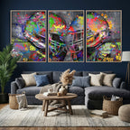 Graffiti Football Helmets Wall Art Canvas Print, Urban Street Art