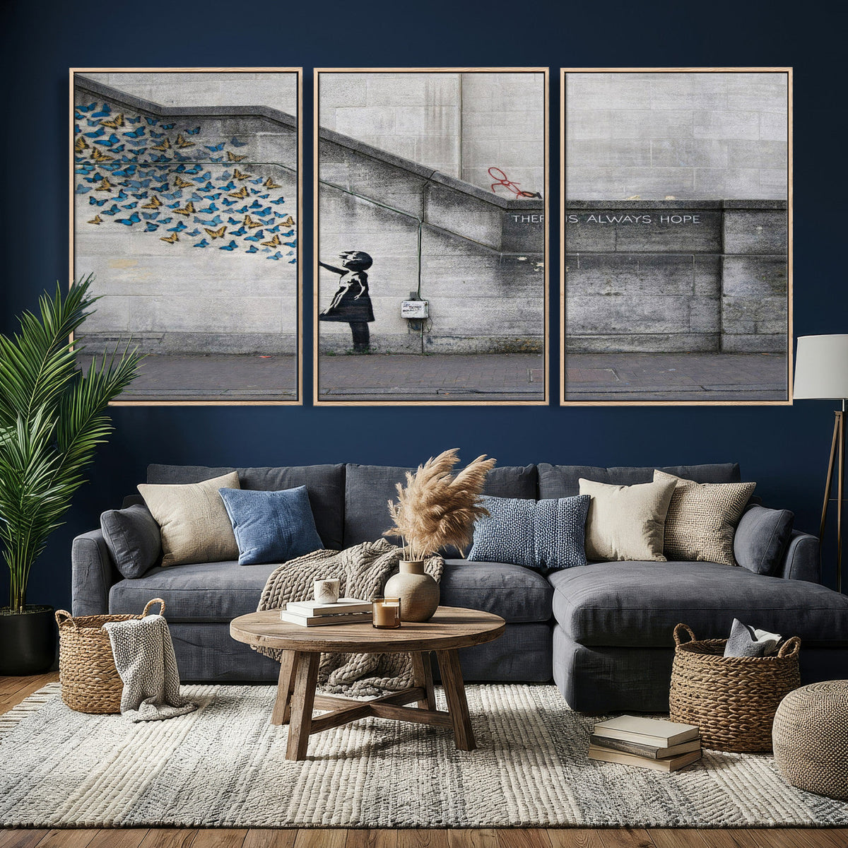 Banksy Girl with Butterflies Street Art Wall Art Canvas Print