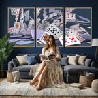 Playing Cards Canvas Wall Art | Casino Game Room Decor