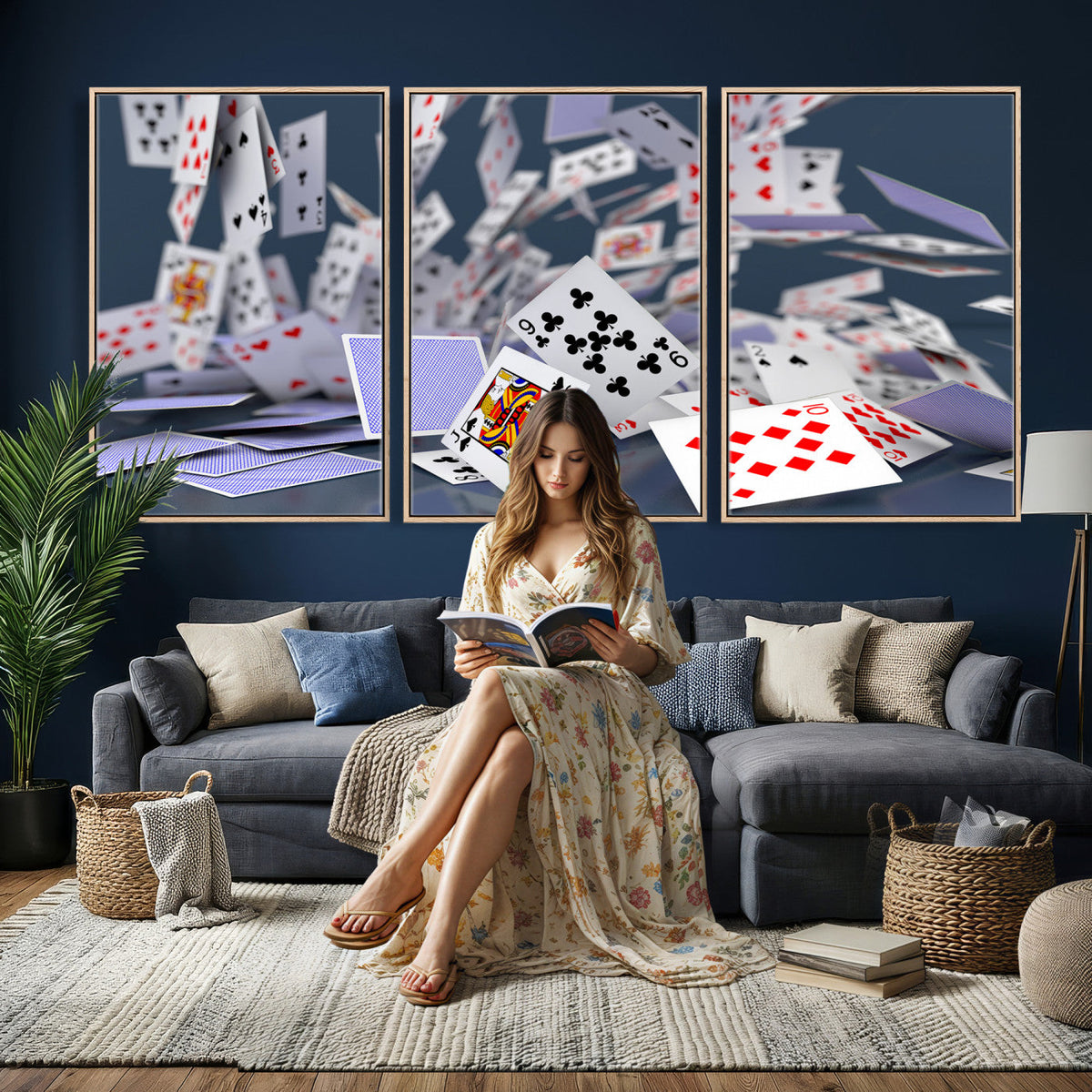 Playing Cards Canvas Wall Art | Casino Game Room Decor