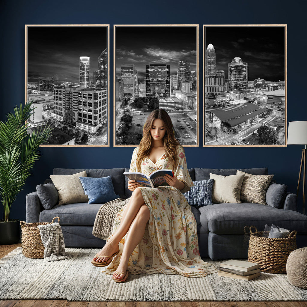Charlotte Skyline Canvas Wall Art Print | North Carolina Cityscape