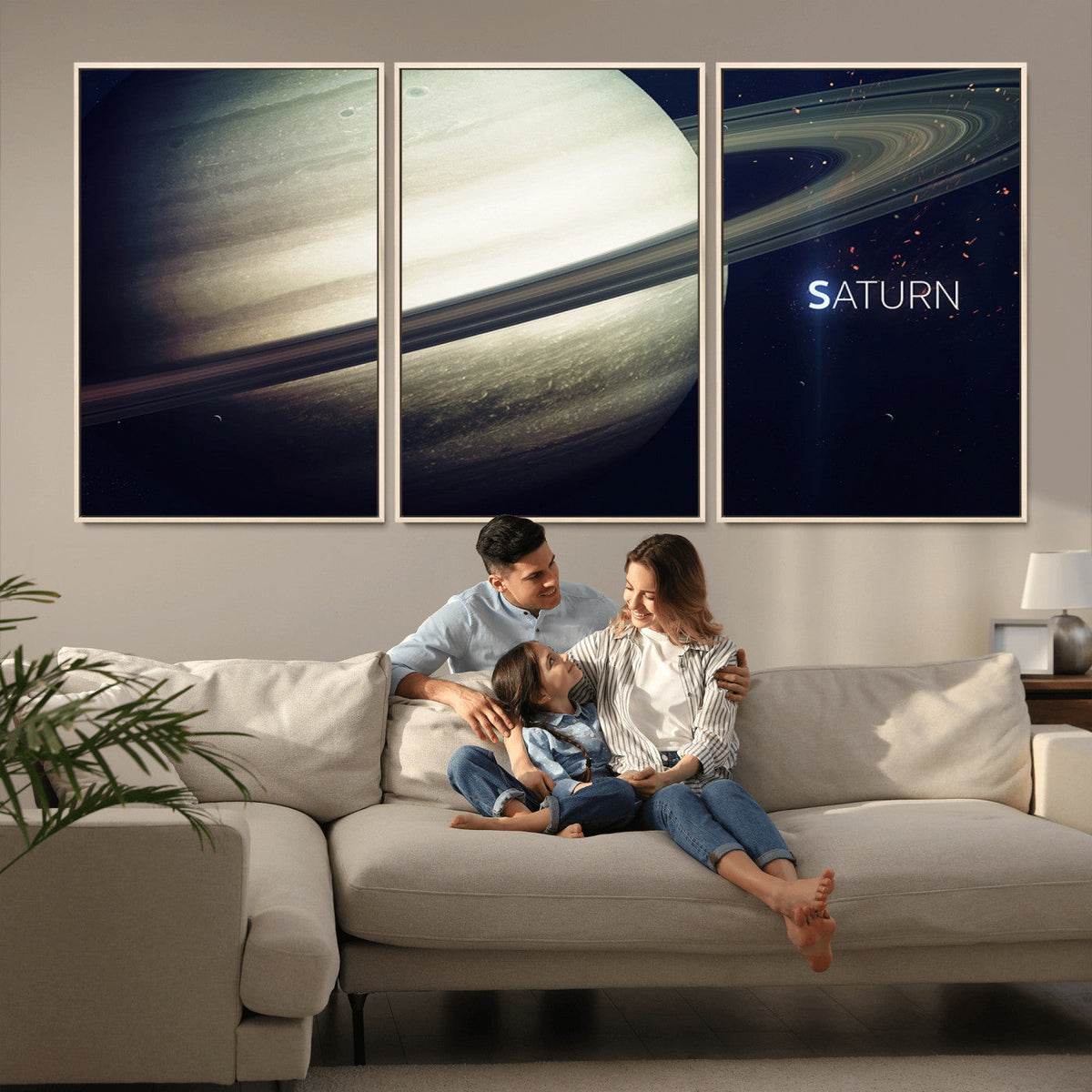 Framed Saturn Wall Art Canvas Print