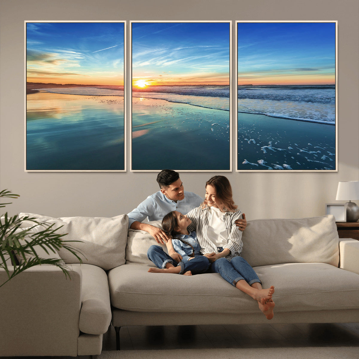 Blue Sky and Beach Wall Art Canvas Print