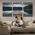 Wooden Bridge Near Lake Wall Art Canvas Print