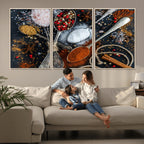 Spices and Seasonings Canvas Wall Art | Colorful Triptych Kitchen Decor
