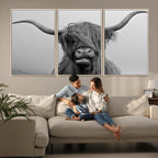 Texas Cow Wall Art Canvas, Texas Longhorn Cattle Canvas Print