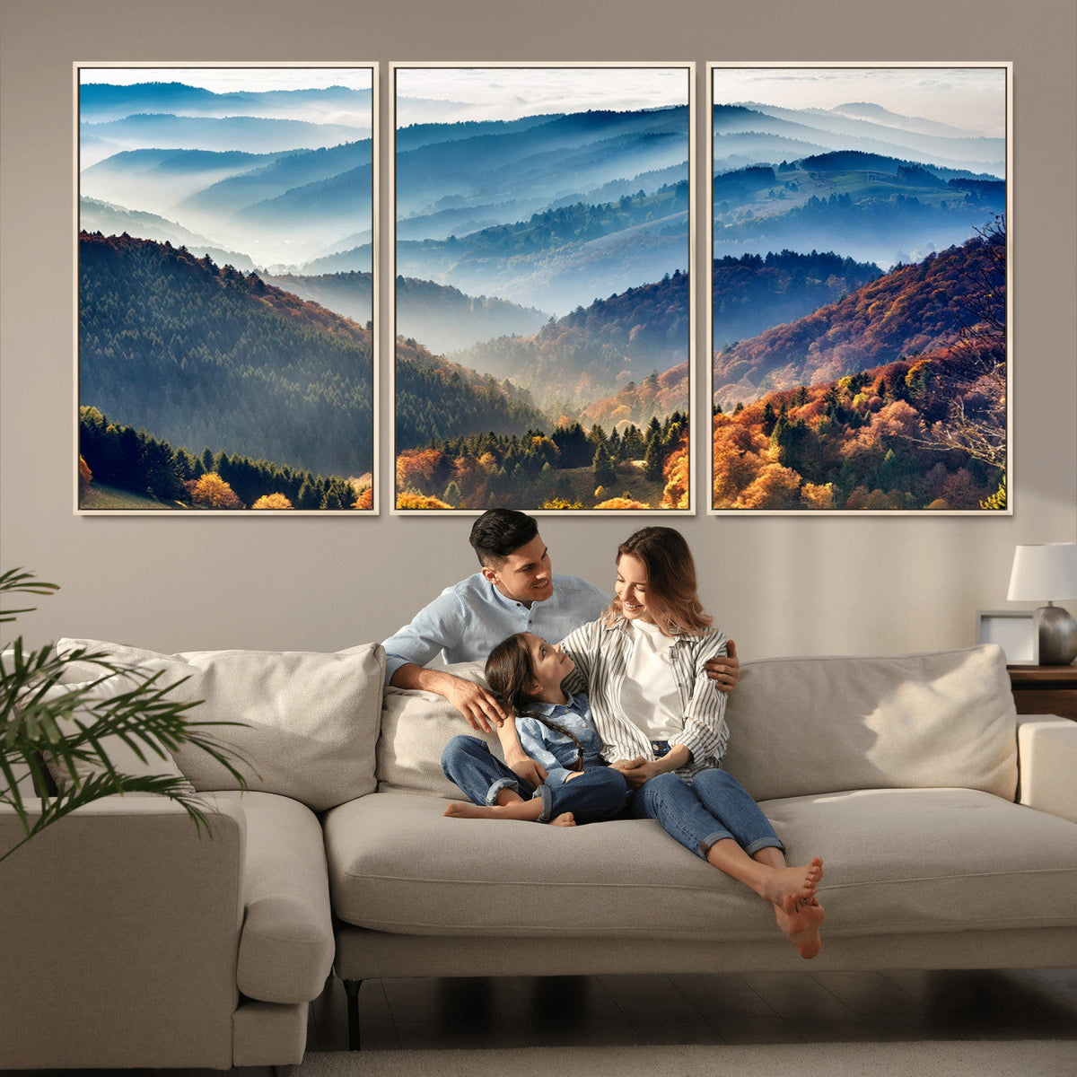 Mountains Forest Autumn Wall Art Canvas Print