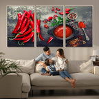 Red Chili Peppers Wall Art Kitchen Artwork Canvas Print