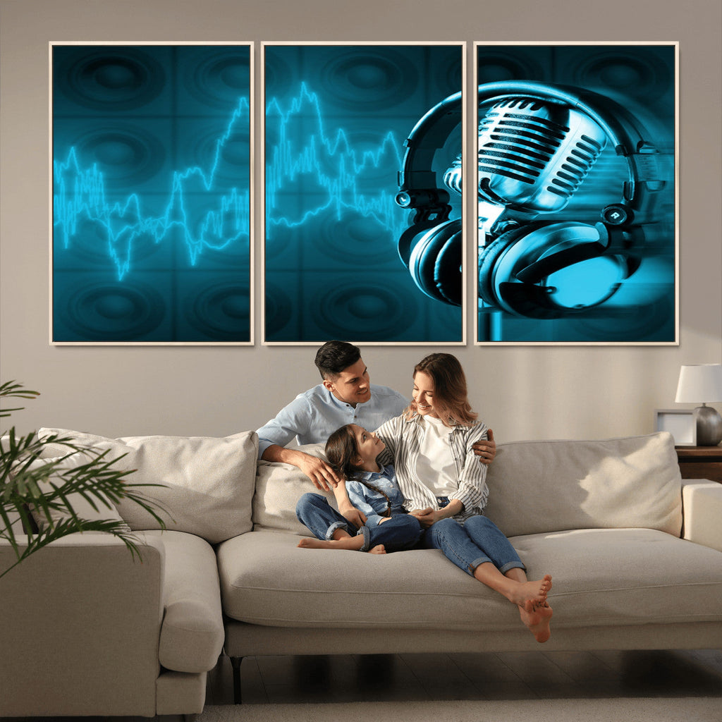 Music and Microphone Wall Art Canvas Print