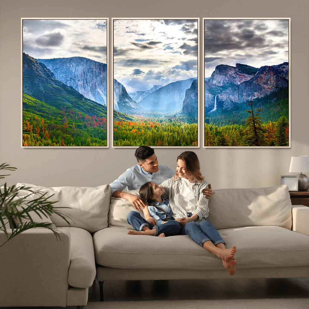 Yosemite Park Half Dome 3 Panel Canvas Print | Large Giclée Landscape Wall Art