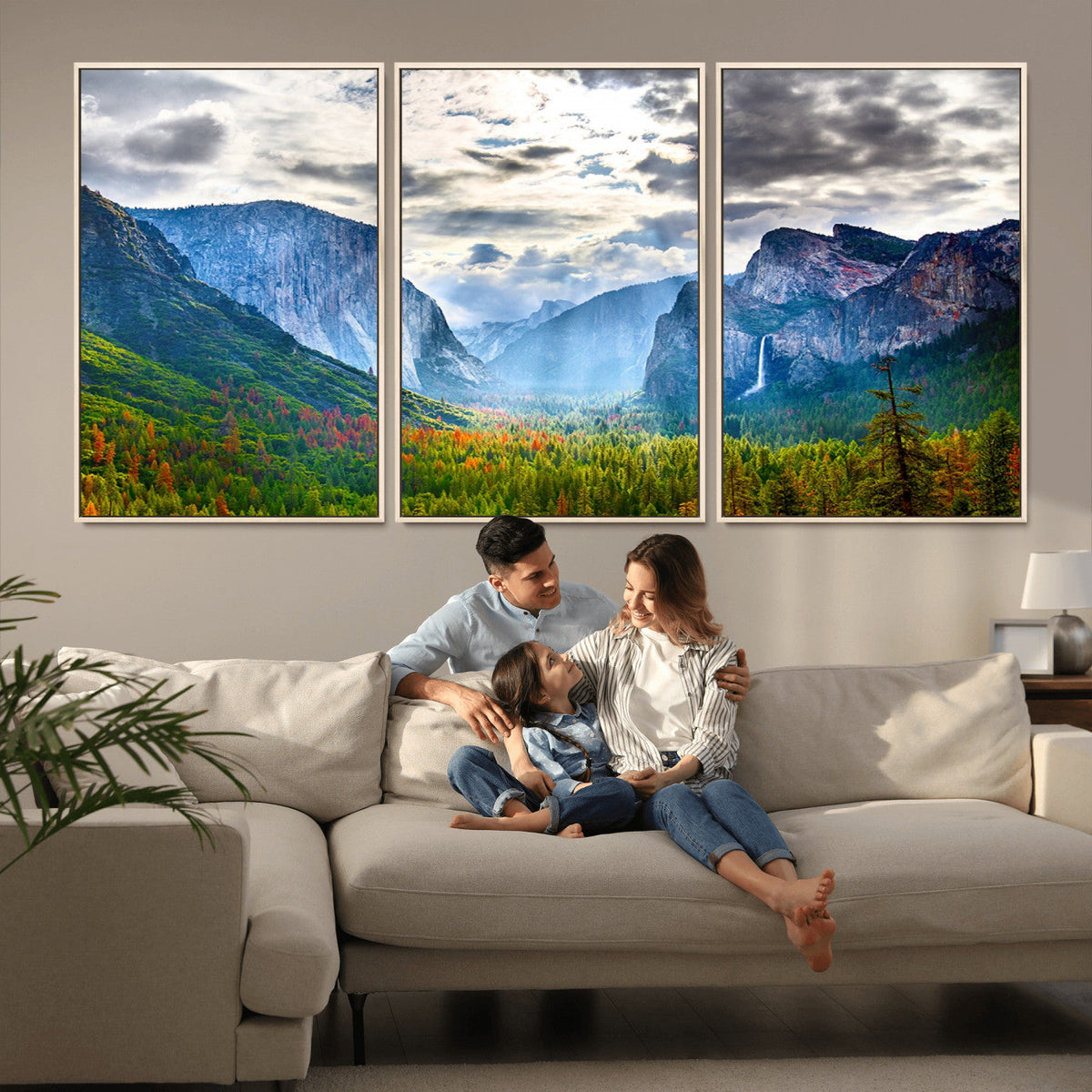 Yosemite Park Half Dome 3 Panel Canvas Print | Large Giclée Landscape Wall Art