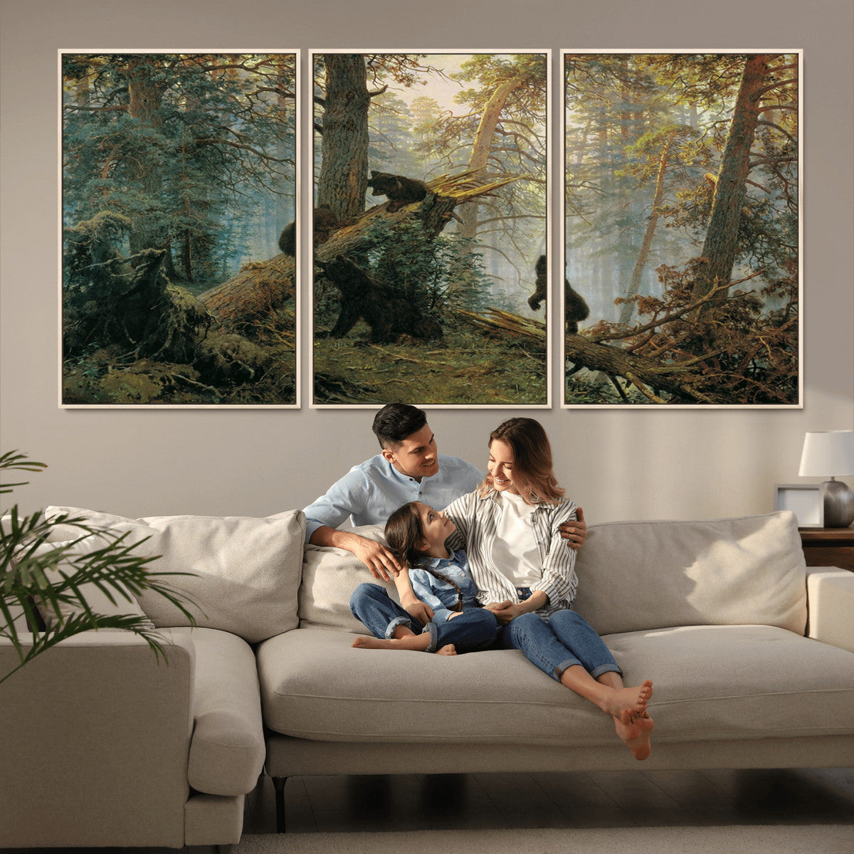 Baby Bears in Forest Wall Art Canvas Print