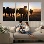 Horse Herd Wall Art Animal Canvas Print