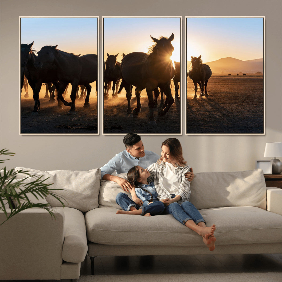 Horse Herd Wall Art Animal Canvas Print