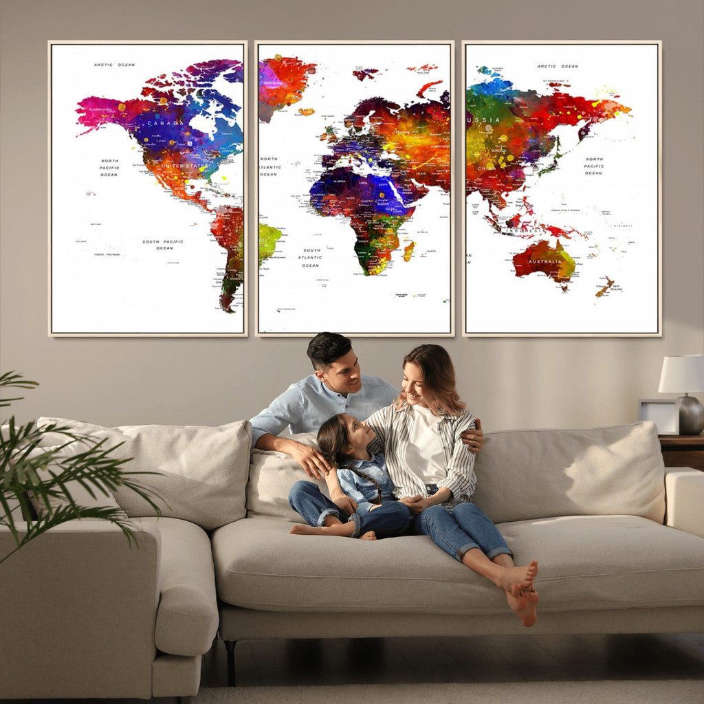 World Map Canvas Print | Detailed Map of the World Wall Art