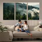 Misty Forest Wall Art Premium Canvas Print, Foggy and Serene Atmosphere