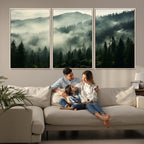 Captivating Misty Forest Wall Art Premium Canvas Print, A Foggy and Serene Atmosphere