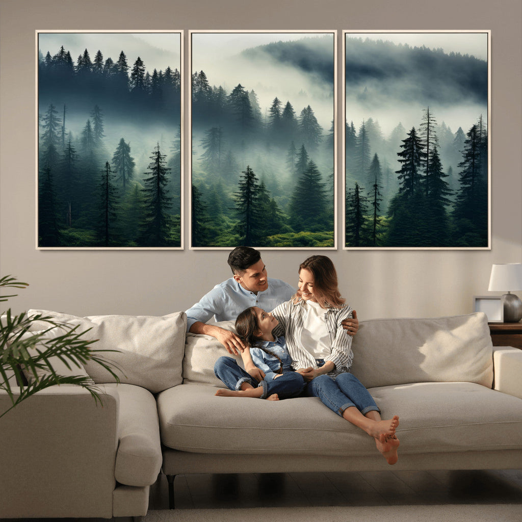 Captivating Misty Forest Wall Art, Foggy and Serene Atmosphere Canvas Print