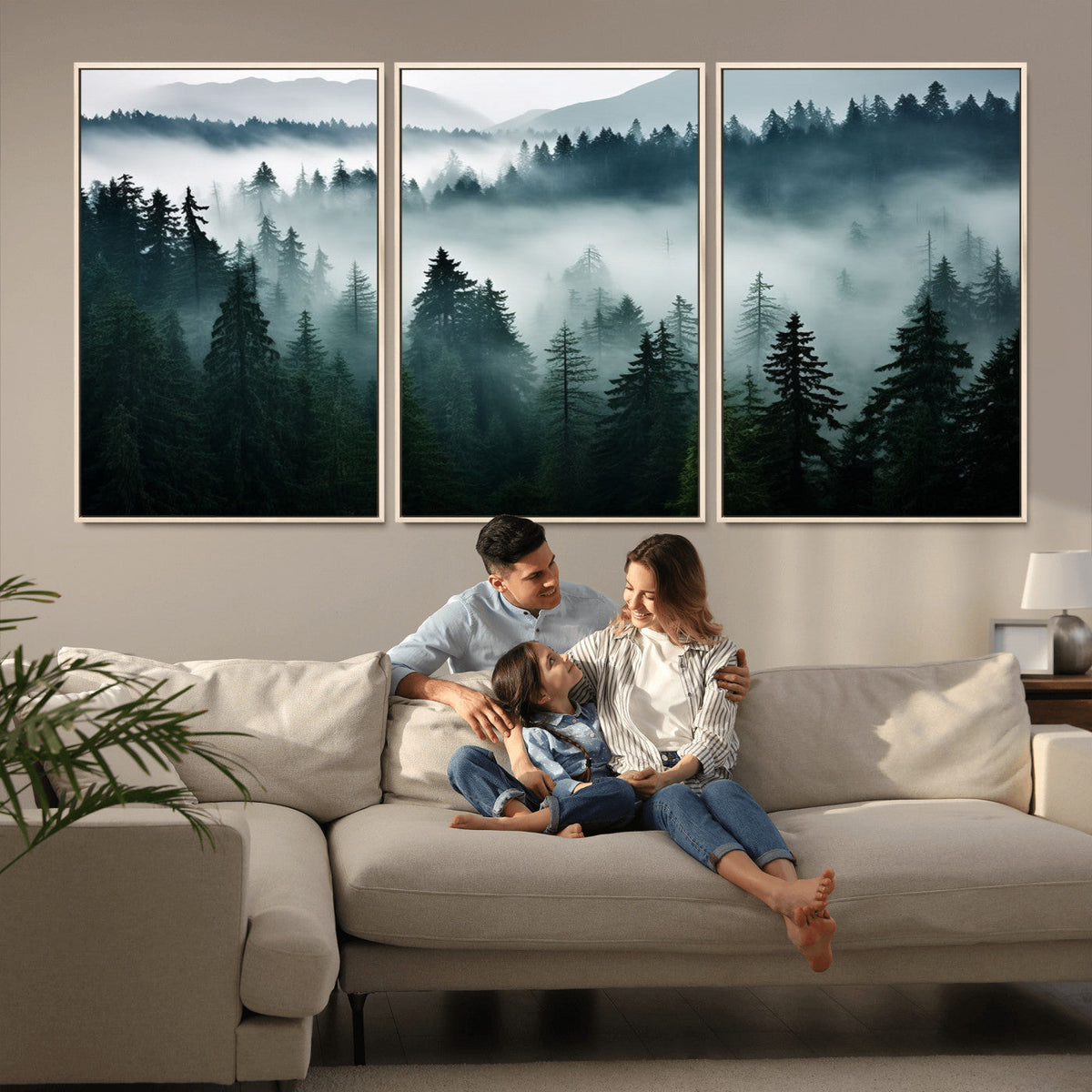 Captivating Misty Forest Wall Art Canvas, Premium Canvas Print of a Foggy and Serene Atmosphere