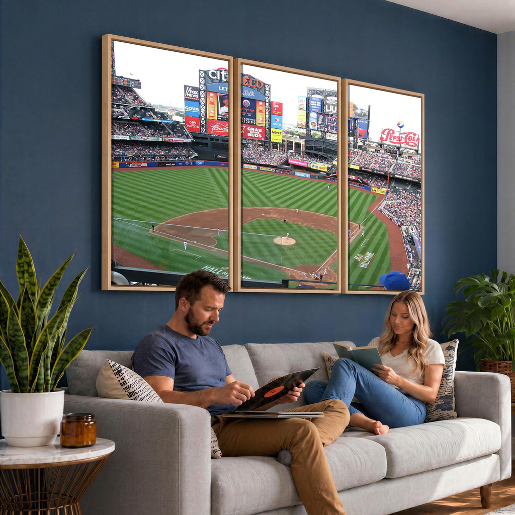 New York Mets Baseball Team Print, Citi Field Baseball Stadium Wall Art
