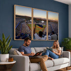 Dodger Stadium Sunset Game Triple Canvas Wall Art, Los Angeles Dodgers MLB Match