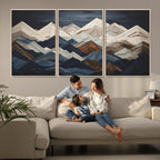 Rustic Mountain Landscape Wall Art Canvas Print, Framed 3D Wooden Effect Mountain Art